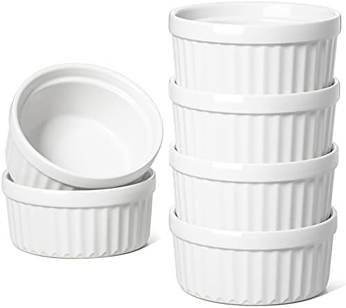LE TAUCI Ramekins 4 OZ Oven Safe, Creme Brulee Ramekins, Pudding Custard Cups