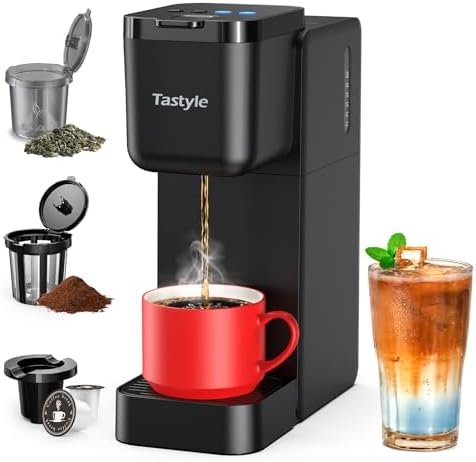 Single Serve Coffee Maker for K Cup, Ground and Tea Leaves, Hot and Iced Coffee
