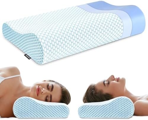 Memory Foam Bed Pillow for Sleeping, Ergonomic Cervical Contour Neck Support