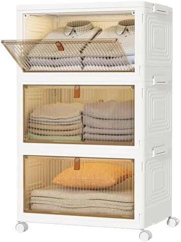 HOMIDEC Closet Organizers and Storage 93Qt 3 Pack Closet Organizer Boxes