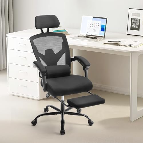 41KQJvIdRL._AC_.jpg Sweetcrispy Office Computer Desk Chair, Ergonomic High-Back Mesh Rolling Work - Image 1