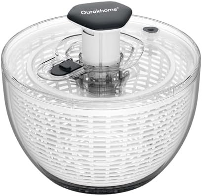 41PDXXX6hFL._AC_.jpg Ourokhome Salad Spinner Lettuce Dryer, One-handed Easy Press Large Vegetable - Image 1