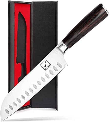 41WzKxeTskL._AC_.jpg imarku Chef Knife 7 Inch Kitchen Knife Ultra Sharp Santoku Knife - Image 1