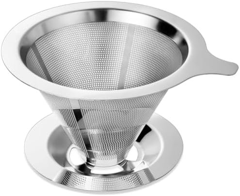 Upgraded Pour Over Coffee Filter, Coffee Dripper, Paperless Mess Stainless Steel