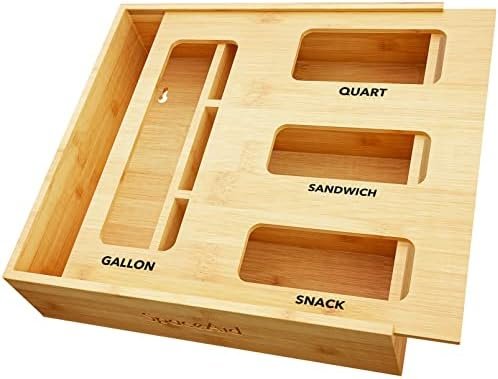 SpaceAid Bag Storage Organizer for Kitchen Drawer, Bamboo Organizer