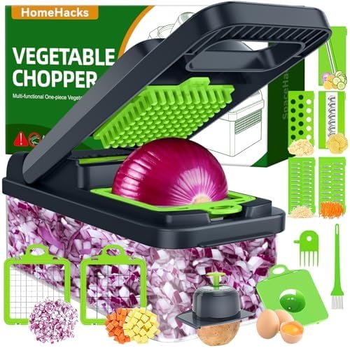51QRfTCh9BL._AC_.jpg HomeHacks Vegetable Chopper Vegetable Cutter, 12 in 1 Kitchen Gadget - Image 1