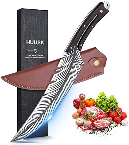 Huusk Japan Knife Feather Knife Hand Forged Viking Knife High Carbon Steel