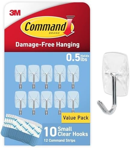 412yYXsMxL._AC_.jpg Command Small Clear Wire Toggle Hooks, 10 Hooks and 12 Command Strips - Image 1