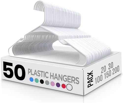 Utopia Home Plastic Hangers 50 Pack - Perfect for Clothes Hanger Space Saving