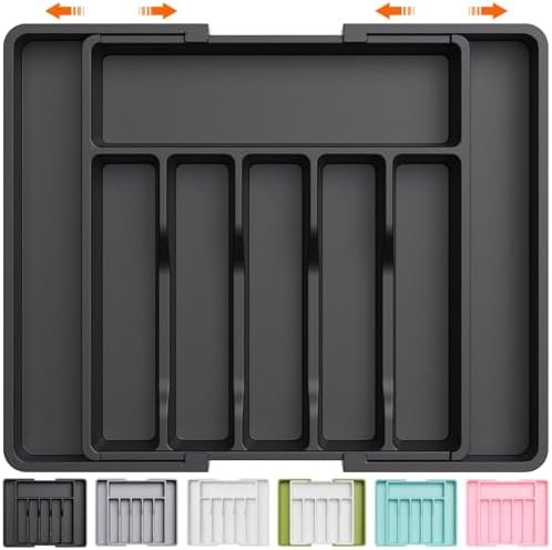 Lifewit Large Silverware Drawer Organizer, Expandable Utensil Tray