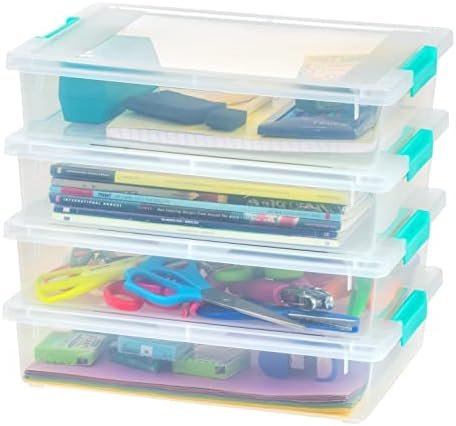 IRIS USA 6 Qt. Plastic Storage Bins Containers with Lids, 4 Pack, Sensory Bin