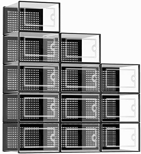 51eDppJqvzL._AC_.jpg Kuject X-Large Shoe Storage Boxes Organizers Clear Plastic Stackable 12 Pack - Image 1