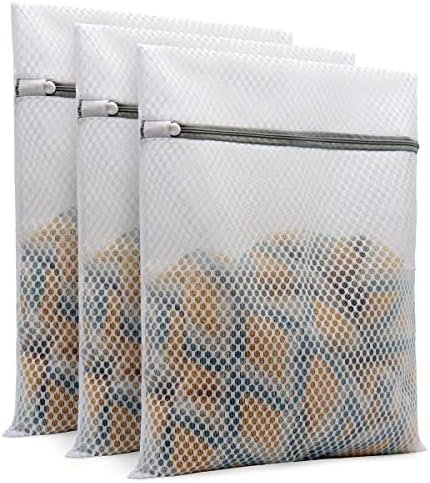 3Pcs Durable Honeycomb Mesh Laundry Bags for Delicates 12 x 16 Inches