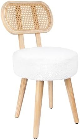 Rattan Dining Chair, Kitchen Dining Room Chairs, Mid Century Modern Boucle