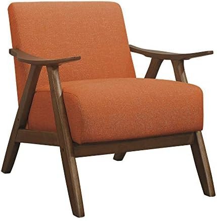 Lexicon Mid Century Modern Accent Chair with Solid Wood Frame in Walnut Finish