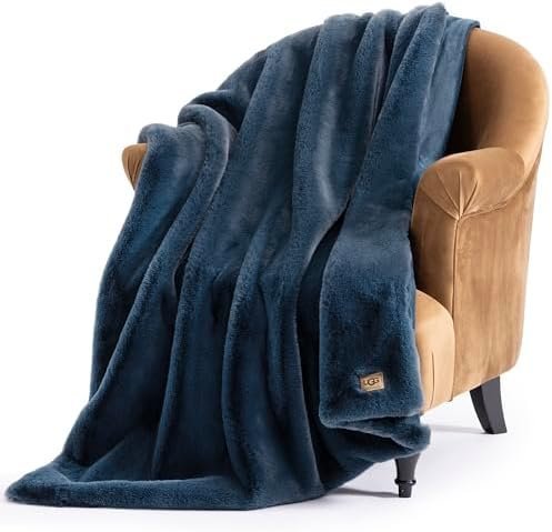 UGG Plush Faux Fur Throw Blanket Reversible Medium Weight Luxury Soft Throw
