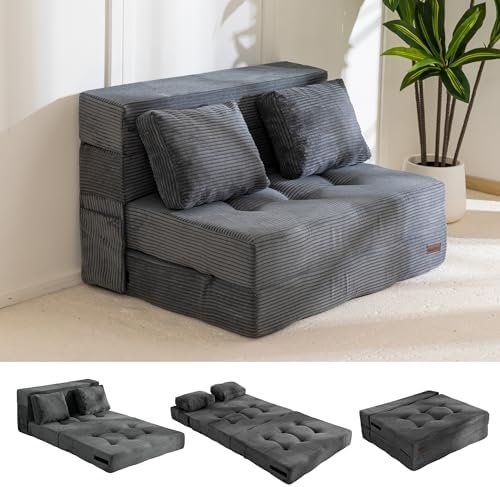 MAXYOYO Convertible Sofa Bed, Fold Out Loveseat Sleeper Sofa with Pillow