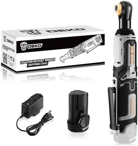 DEKOPRO Cordless Ratchet Wrench 3/8" Cordless Electric Ratchet Drive, 12V Power