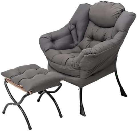 Welnow Lazy Chair with Ottoman, Modern Lounge Accent Chair