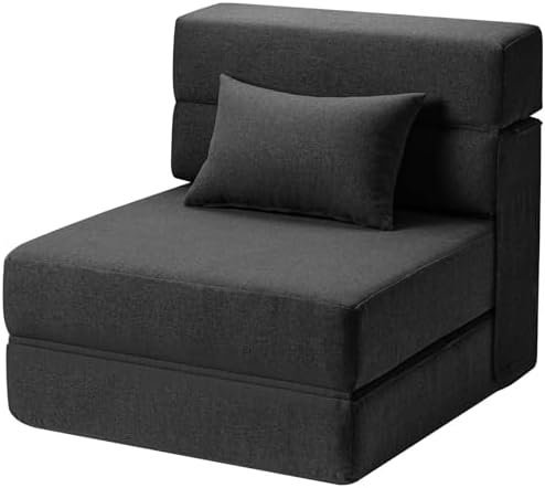 Folding Sofa Bed with Pillow- Convertible Chair Floor Couch & Sleeping Mattress