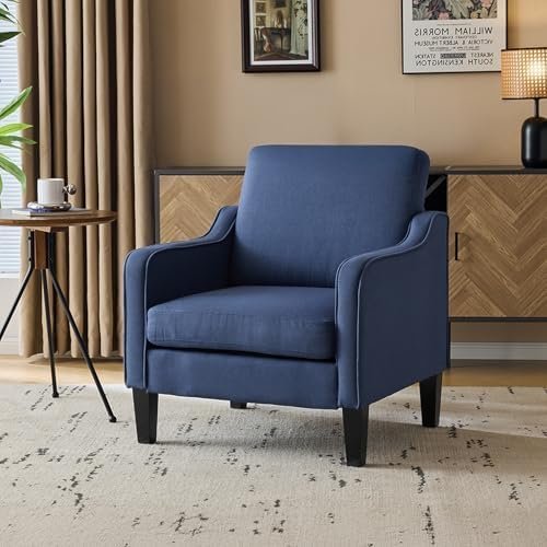 VINGLI Mid century Modern Accent Chair,Navy Blue Fabric Accent Chairs