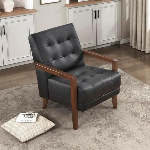 Lexicon Modern Accent Chair, Luxury Genuine Leather Match Living Room Chair