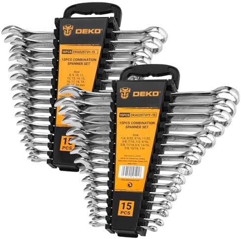 51dUnZN6SeL._AC_.jpg DEKOPRO Combination Wrench Set, SAE&Metric, 30-piece, 1/4'' to 1'' & 8-22mm - Image 1